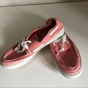 SPERRY Pink Canvas Boat Shoes